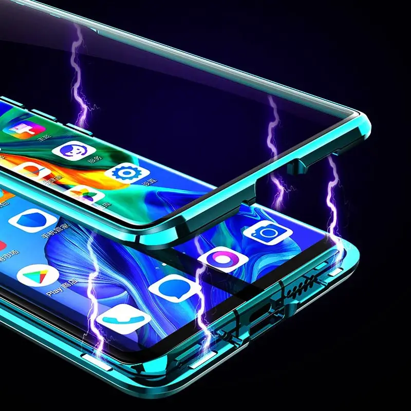 Suntaiho Metal Magnetic Case For huawei P30 20 Mate10 pro P20 30 lite Nova3 4 5 Double Sided Tempered Glass Magnet Cover | Мобильные