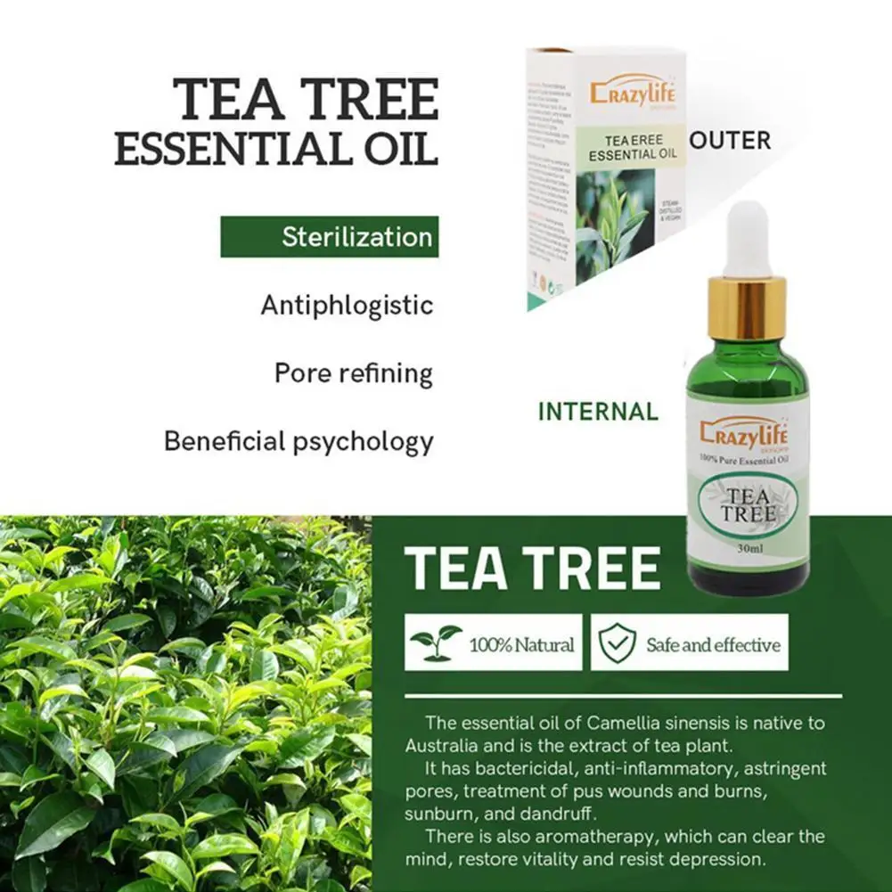 

Масло чайного дерева, 30 мл, 100% натуральное неразбавленное эфирное масло для увлажнения L4B4