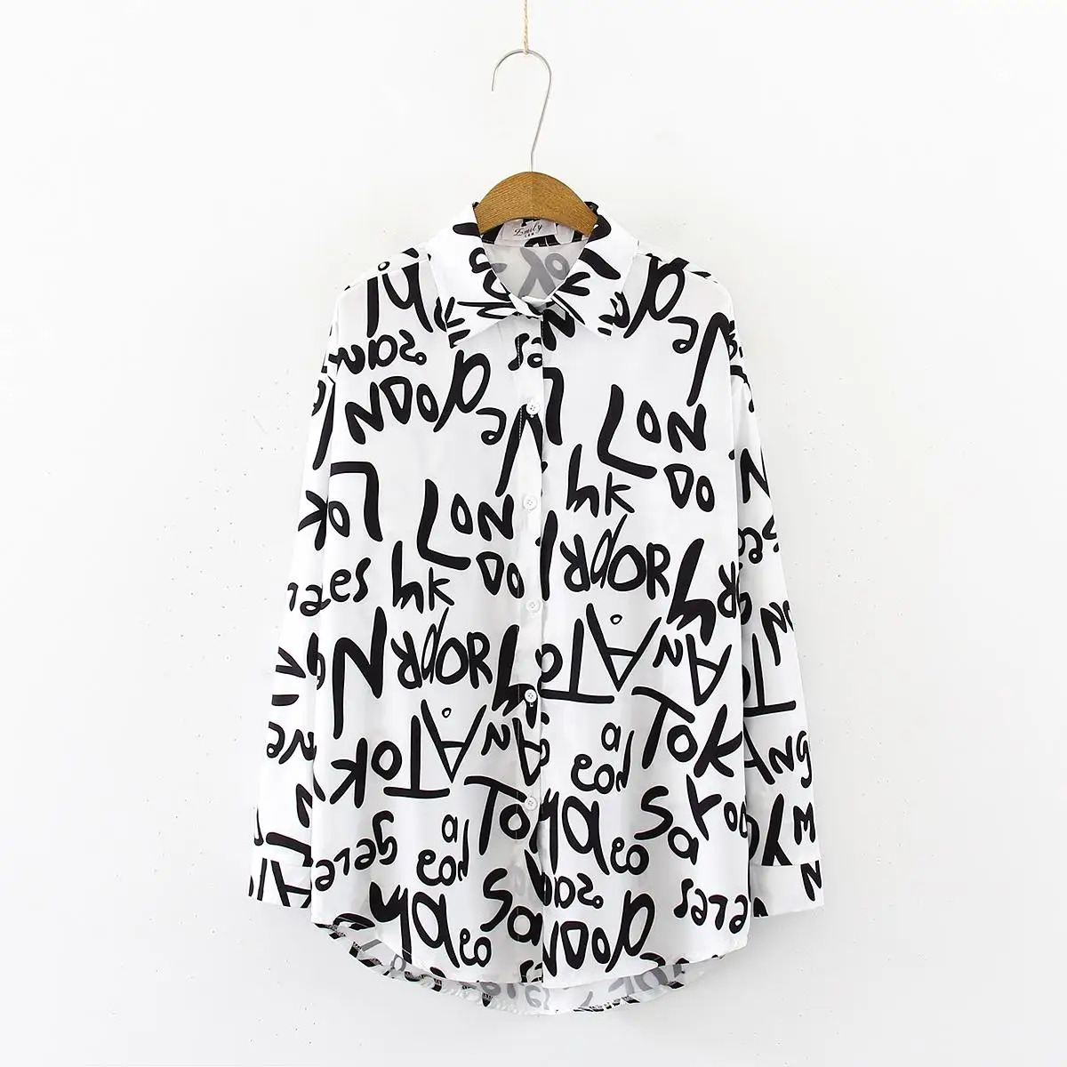 Женская блузка с длинным рукавом Повседневная Свободная рубашка принтом в виде