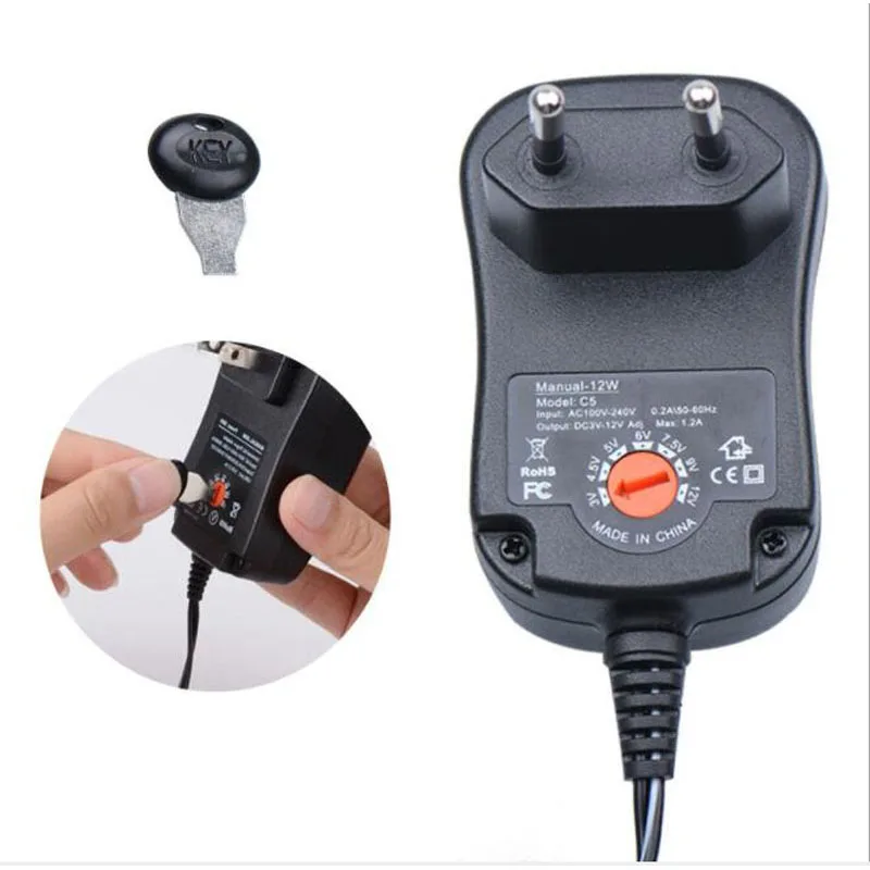 12 Вт AC DC Универсальный адаптер Регулируемый питания 3 в 4 5 6 7 9 1 А импульсное