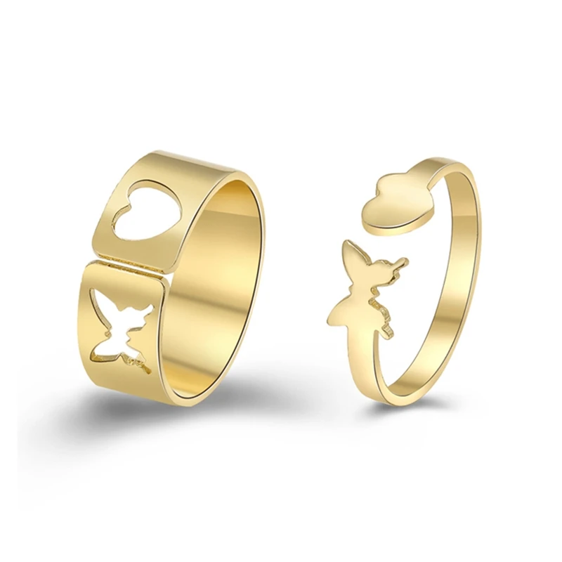 Корейские модные креативные кольца с бабочкой для женщин и мужчин набор парных