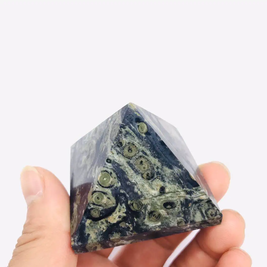 

Natural Crystal Crafts 7 Chakra Green Malachite Pyramid Energy Tower 50MM 1PC