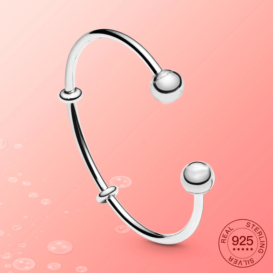 

Authentic 925 sterling silver Sparkling CZ bangle Minimalist Suitable for Women To Wear Women Female Wedding Jewelry