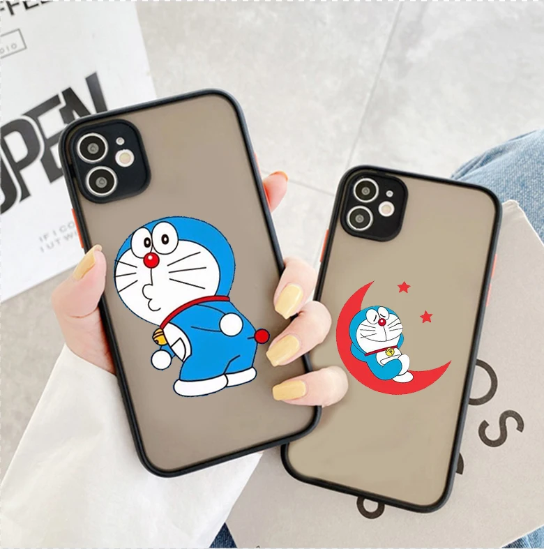 

Japanese anime Doraemon Cellphone Bumper Clear Matte PC Back Phone Case For Iphone 11 12 13Pro Max 6 6s 7 8 Plus X XSMax XR case