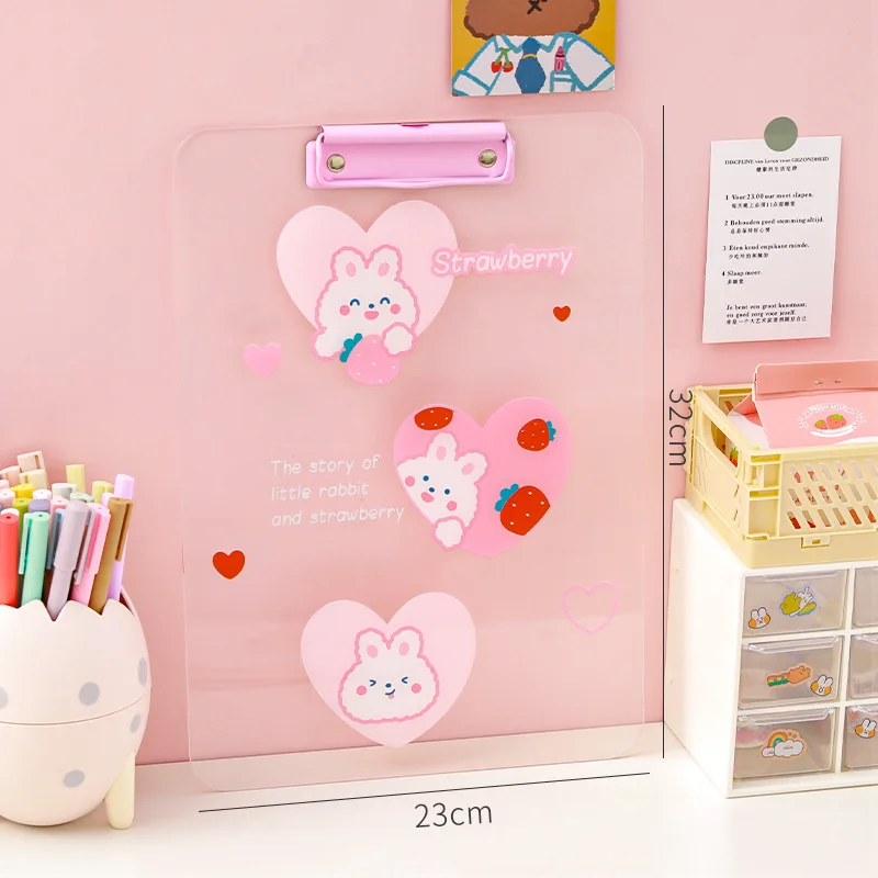 

Kawaii Acrylic Writing Board Clip Ins Transparent A4 Folder Office Drawing Folder Conference Stationery Students Large Clip