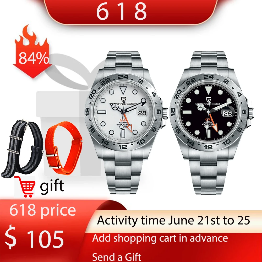 PAGANI Дизайн Новые GMT Часы Мужские автоматические механические часы из нержавеющей