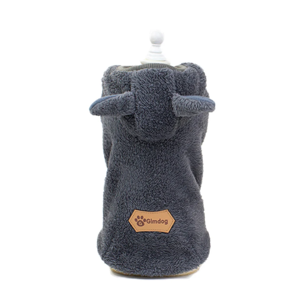 Dark Grey Теплая Милая толстовка с капюшоном для собак, одежда для домашних животных, куртка, зимняя французская одежда для бульдога, однотонная одежда для домашних животных для собачек-Мопсов - Цвет: Dark Grey