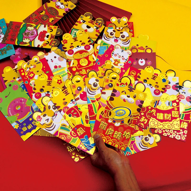 

6PCS 2022 Chinese Lucky Red Envelope Tiger Year Red Envelope New Year's Gift