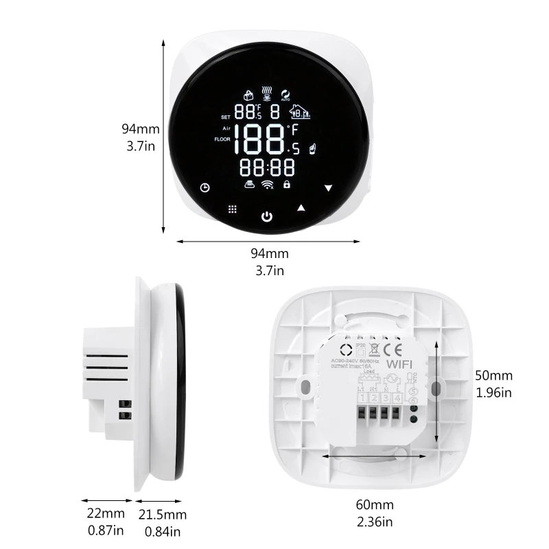 

Smart Wifi Thermostat 16A Electric Floor Heating App & Voice Remote Control Tuya