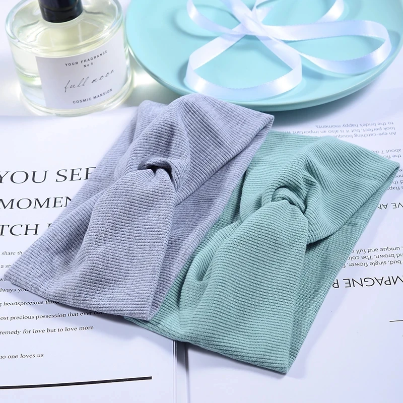 Тюрбан повязка на голову однотонный хлопковый бандаж широкая бандана с узлом