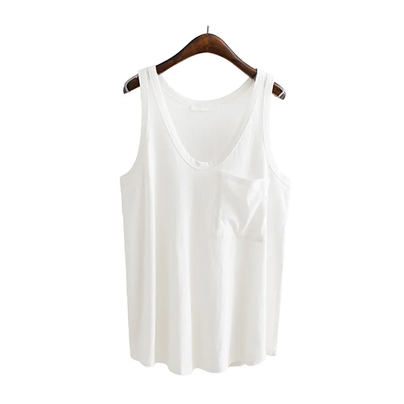 

Season's new solid color vest t-shirt women's street u-collar Joker comfortable cotton bottoming top