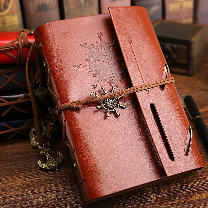 

"Traveler's Handbook" Vintage Travel Diary Business Notebook Faux Leather Cover Bound Kraft Papers Journal