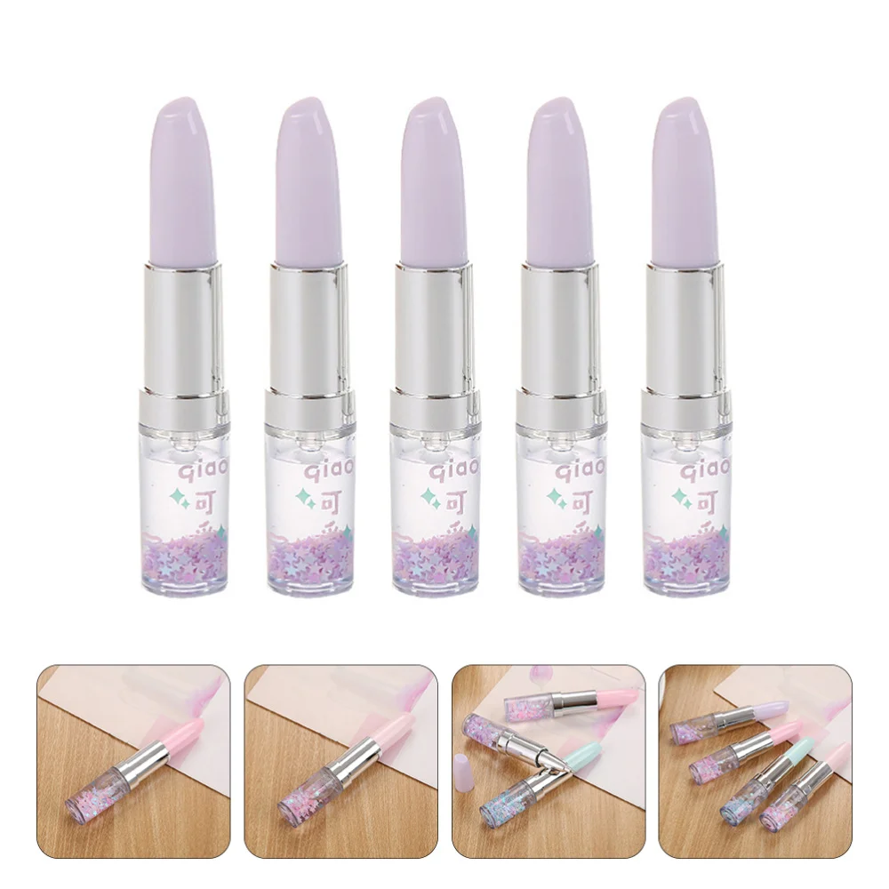 

5pcs Portable Lipsticks Shape Pens Signature Pen for Students (Random Color)