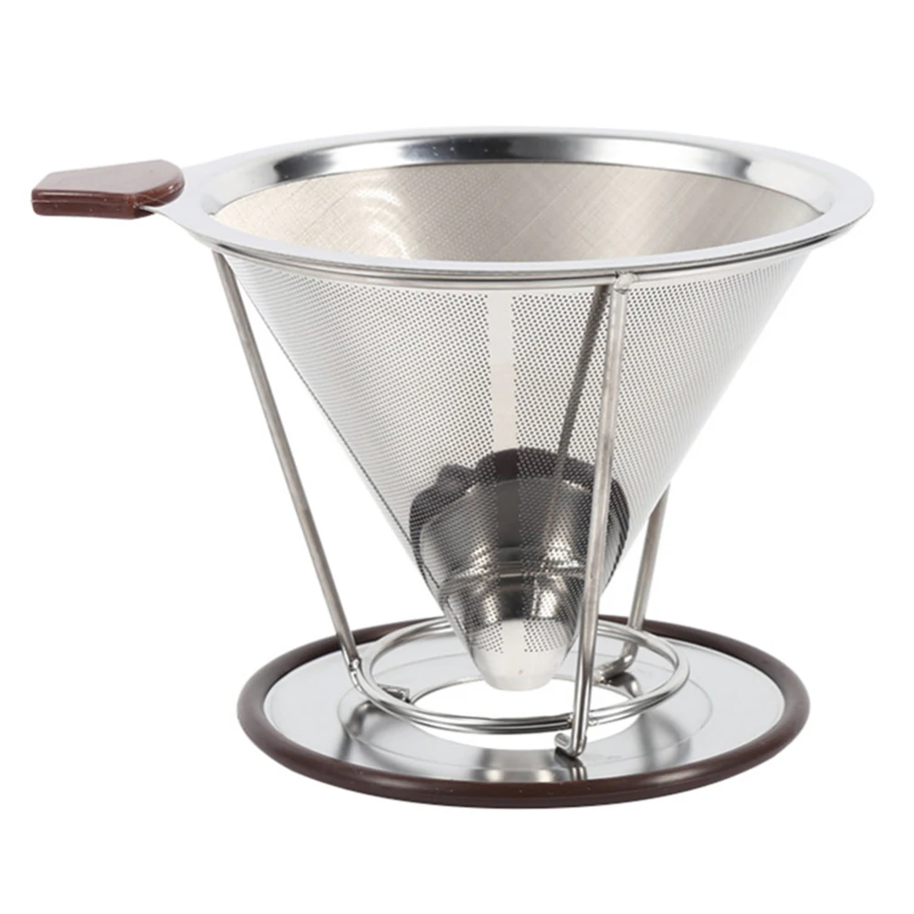 

Stainless Steel Cone Coffee Filter Holder Dripper Double Layer Mesh Infuse Cup 2020