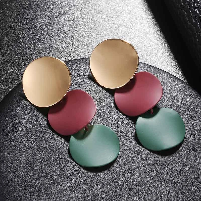 Карамельные цвета неровные геометрические круглые металлические Висячие серьги