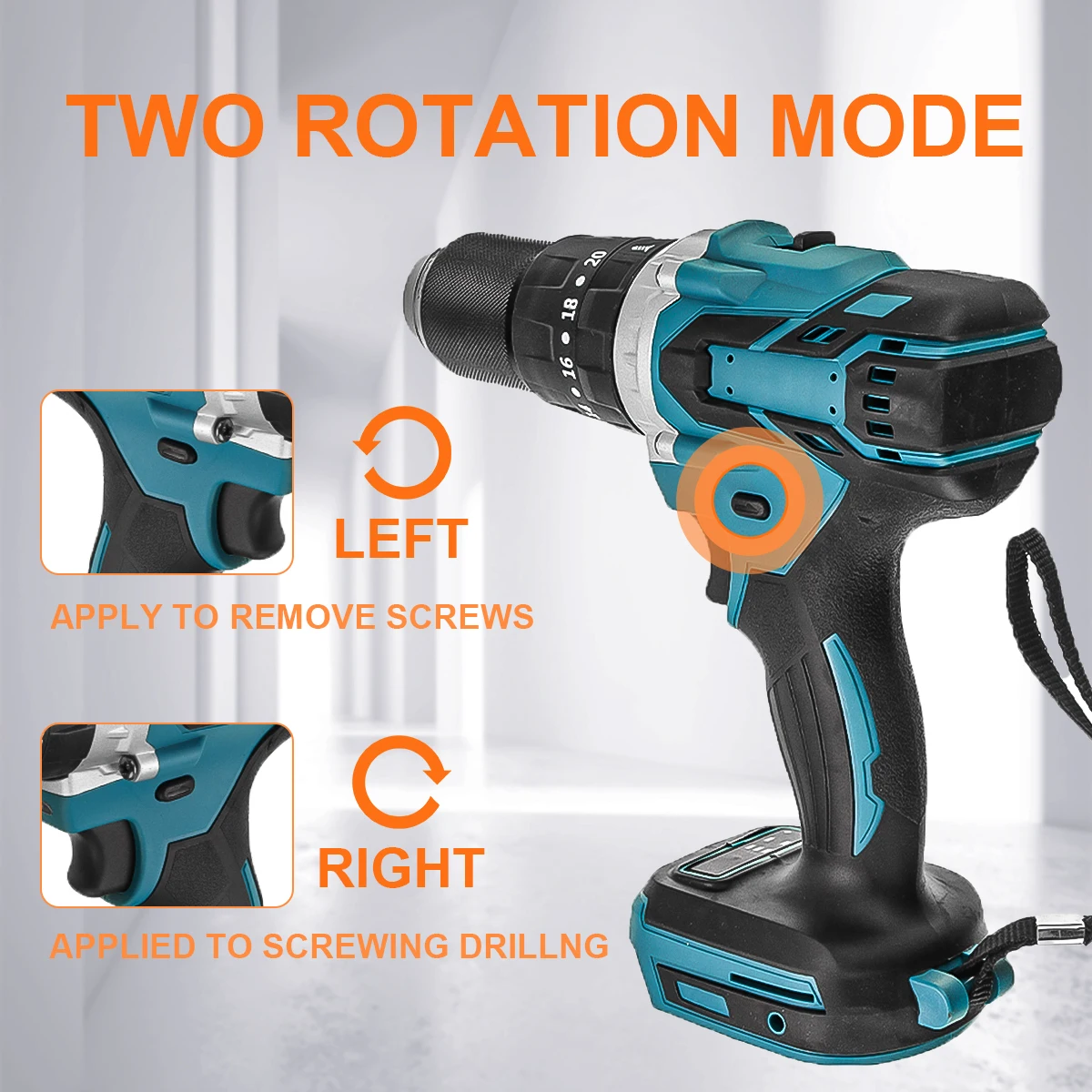 Электрическая аккумуляторная ударная дрель отвертка 3 в 1 13 мм 18 перезаряжаемый