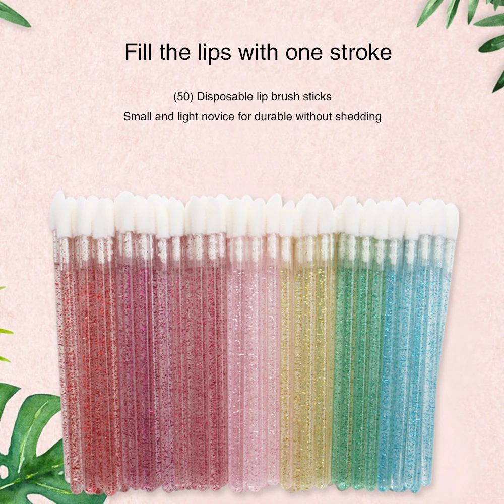 

50Pcs Disposable Lip Brush Eyelash Brushes Crystal Lashes Micro Brushes Eyelash Extension Applicator Cleaner Beauty Makeup Tools