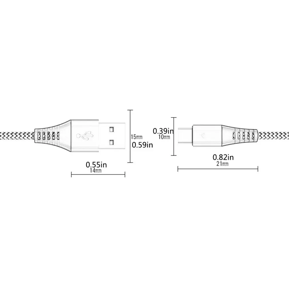

A Fast Charge for Type-C Mobile Phone Data Cable, Aluminum Alloy Metal Nylon Braided Armor Charging Cable