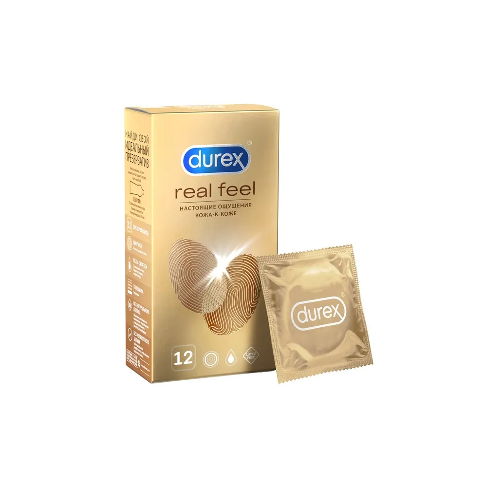 Презервативы DUREX RealFeel для естественных ощущений 12 шт | Красота и здоровье