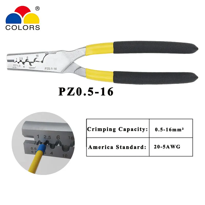 

PZ0.5-16 Crimping Tube Terminal Pliers 0.25-35mm GERMAN Style Mini Crimper Pliers electrical Bootlace Terminal VE Crimping Tools