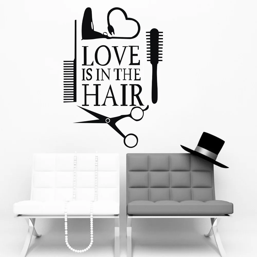 Наслаждайтесь стрижка настенные наклейки &quotLove&quot находится в волосы стены