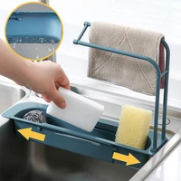 telescopic sink shelf soap sponge drain rack expandable drainer sink tray holder adjustable drain basket home kitchen storage