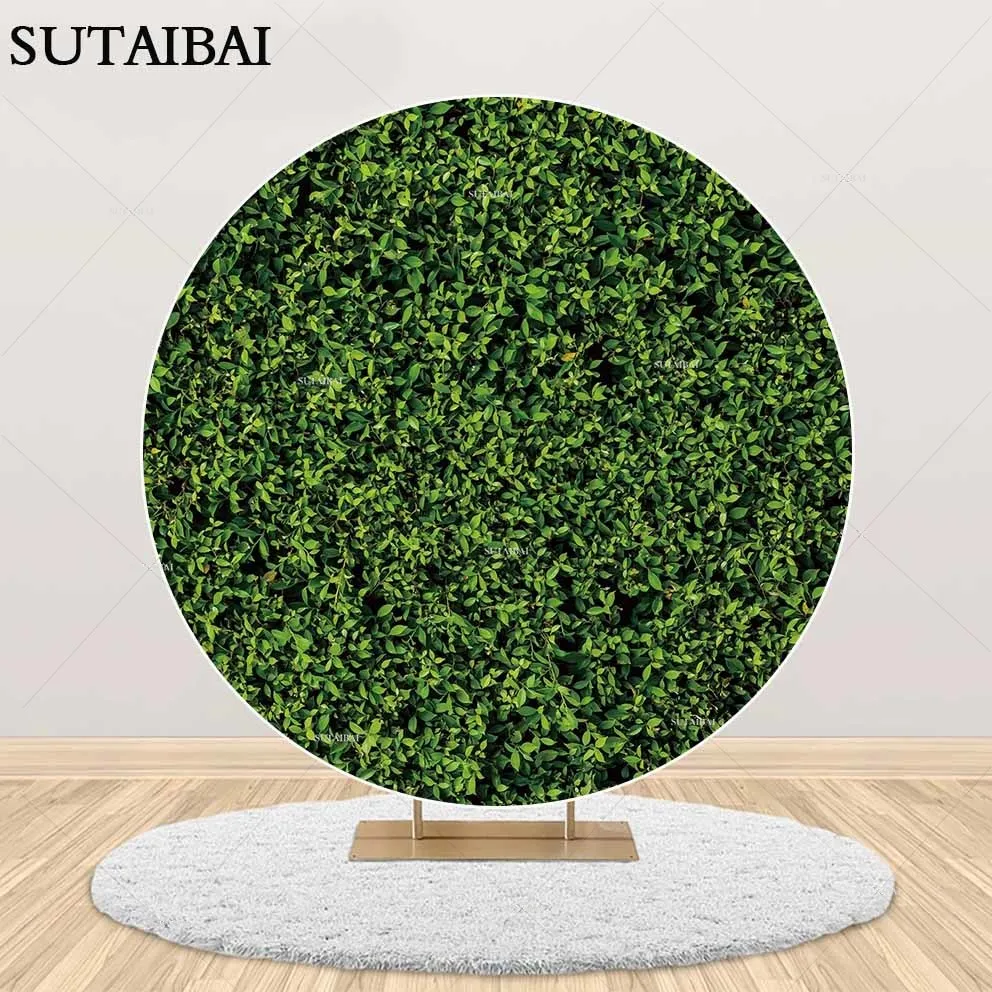 

Green Grass Communion Decoration Round Backdrop Cover Baby Shower Birthday Natural Custom Background Circle Photo Booth Props