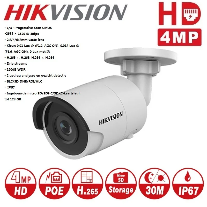 4K Netwerk Hikvision 16 Kanalen Poe NVR Video Surveillance Met 8 Pcs Ip Camera Beveiliging Nachtzicht Cctv Security systeem Kit