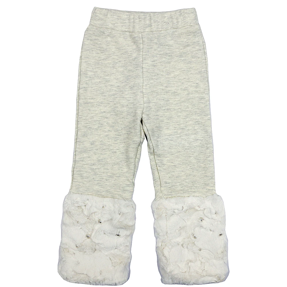 Зимние меховые леггинсы для девочек детские брюки однотонные плотные теплые