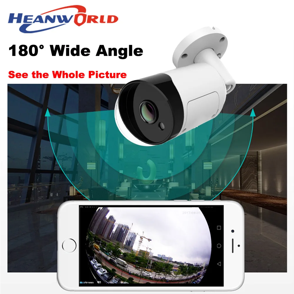 Heanworld HD 180 градусов панорамный рыбий глаз PoE IP камера 3.0MP уличная