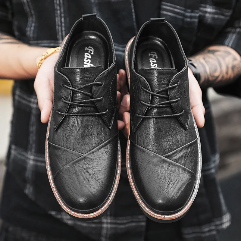 

Quality Men Dress Shoes Simple Style Men Oxford Shoes Brand Lace-up Men Business Shoes Male Leather Wedding Shoes *H1911