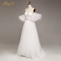 berylove white wedding dress 2019 vestido de noiva dot tulle lantern sleeves a line long bridal dress bride marriage illusion