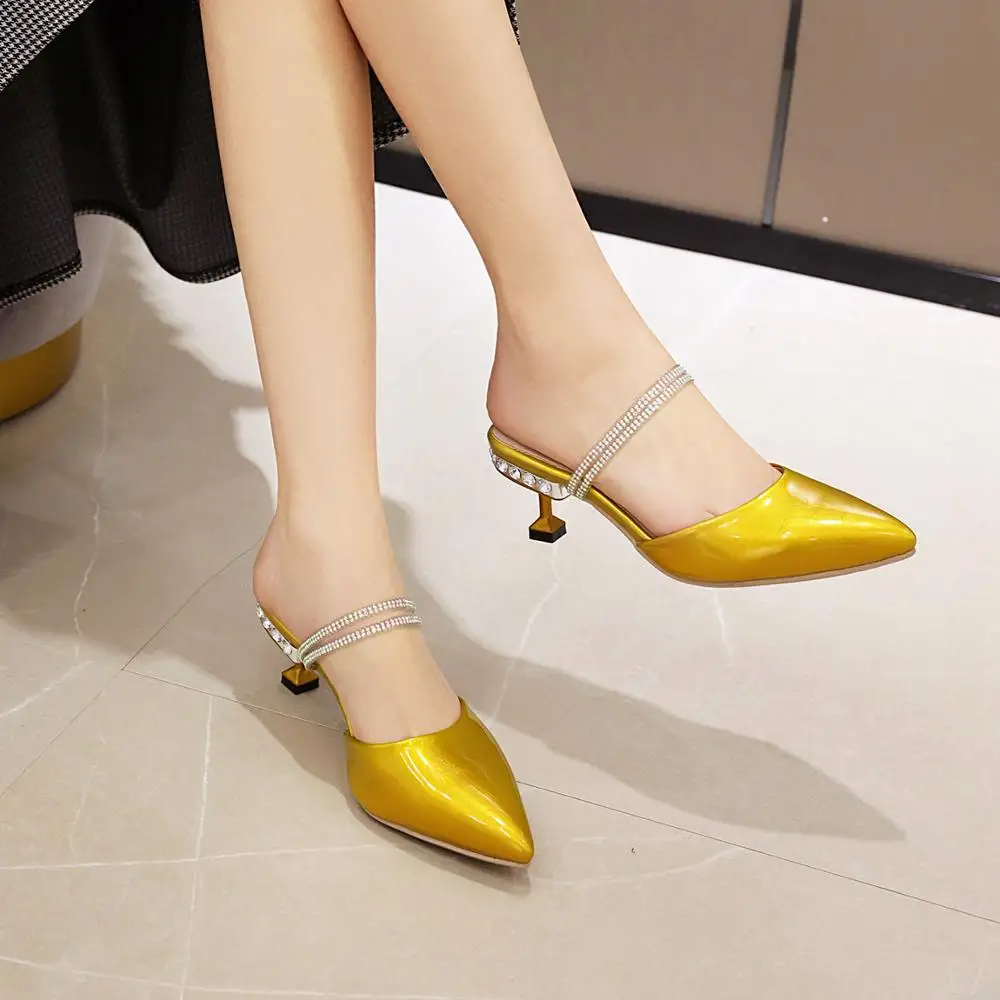 

Pointed rhinestone sandals new High heels Sandals Women Pumps Women Shoes 6CM Low Heels Female Wedding Party Shoes sandalia
