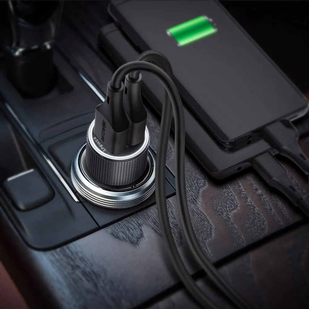 Зарядное устройство BlitzWolf Mini для автомобиля мобильный телефон 30 Вт QC3.0 2 4 А два