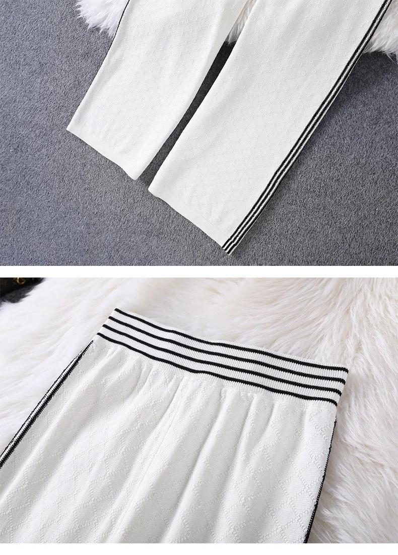 

2020 new style V-neck button knitted pocket shirt high waist straight leg pants casual fashion solid color long sleeve all-match