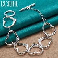 doteffil 925 sterling silver six heart chain bracelet for woman charm wedding engagement fashion party jewelry