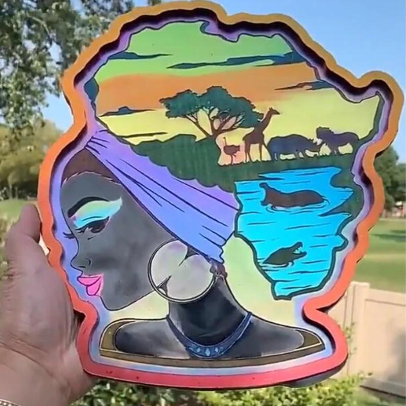 

Afro Female Rolling Tray Epoxy Resin Mold Goddess DIY Fruit Plate Silicone Mould J60E