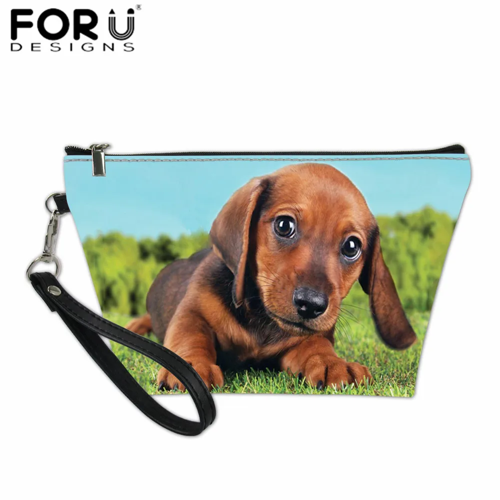 FORUDESIGNS/женские косметички с принтом таксы органайзер для путешествий несессер