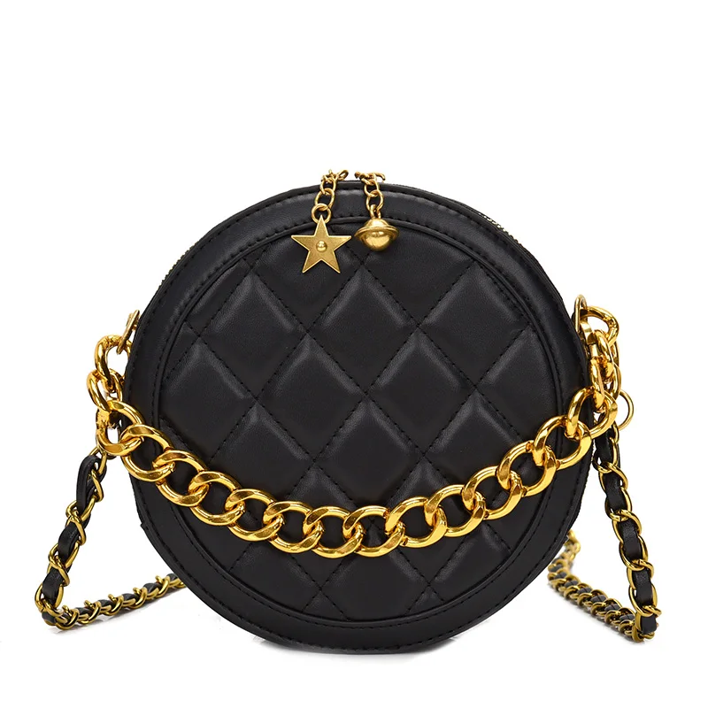 

Crossbody Bags For Women 2021 Round Shoulder Bag Solid Color Leather Handbag And Purse Women's Bag Quality Ladies MessengerPack