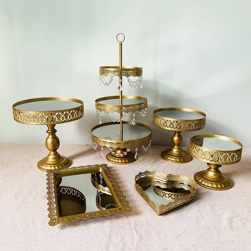 6pcs in set Подставка для торта круглая подставка для кекса металлическая подставка для десерта подставка для торта Золотая - Цвет: 6pcs in set