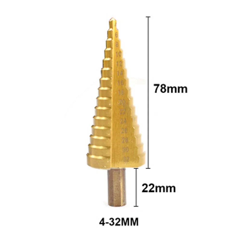 4-12 4-20 4-32 mm HSS Titanium Coated Step Drill Bit Drilling Power Tools for Metal High Speed Steel Wood Hole Cutter Cone | Инструменты