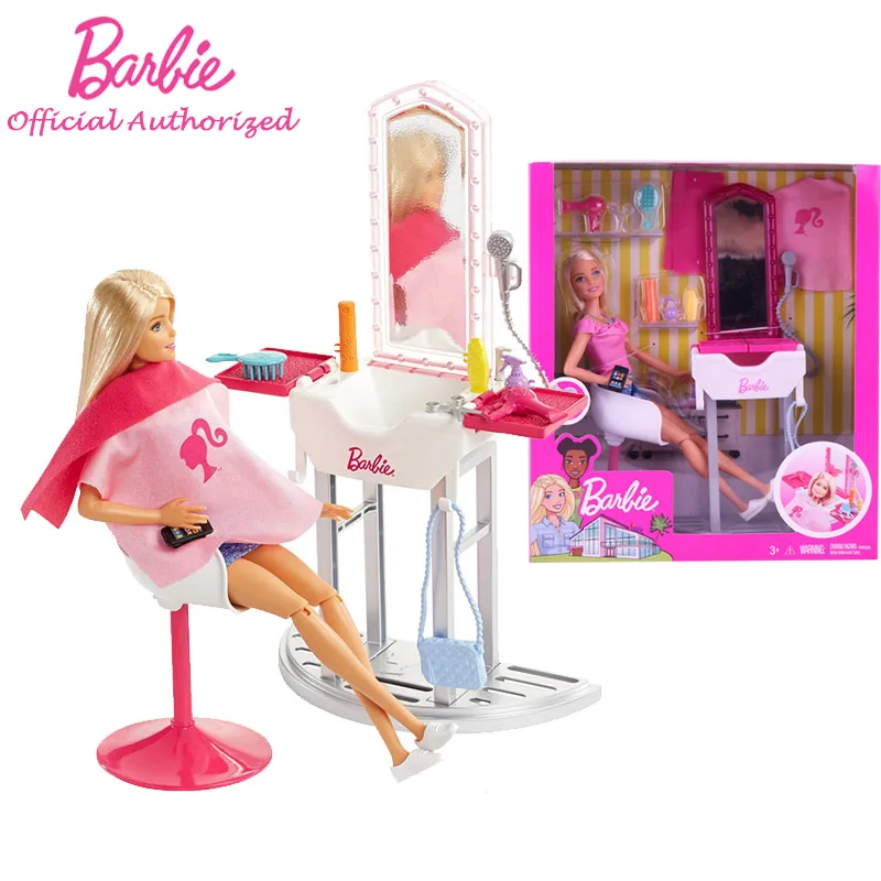 FJB36Salon Barbie Новые оригинальные куклы Барби мебель для парикмахерской аксессуары игровой набор детские развивающие игрушки подарки DVX51 - Цвет: FJB36Salon Barbie