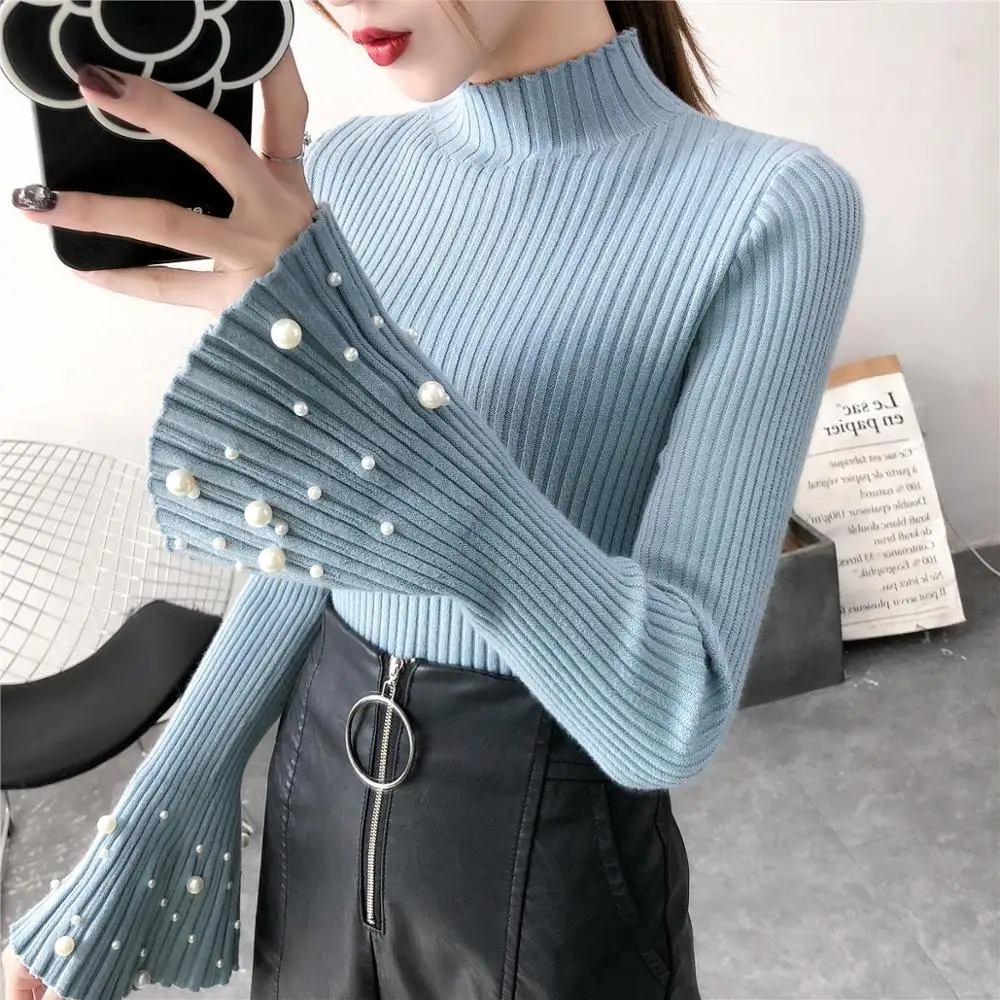 

ITOOLIN Women's sweater Women's turtleneck korean women's knitwear Turtleneck autumn 2021 mulheres Jumper slim fit Shirt kpop