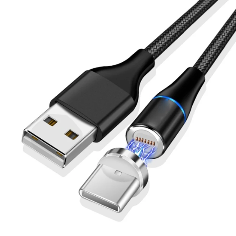 Black USB C Cable 1 м 2 м 3 а быстрый Магнитный зарядный кабель с 360 вращением круглые USB кабели для samsung Galaxy S9/S9 Plus/S10/S10e/S10Plus - Цвет: Black USB C Cable