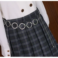 punk golden sliver circle metal chain belt women fashion pendant tassel waist belt lady dress corset waistband clothes accessory