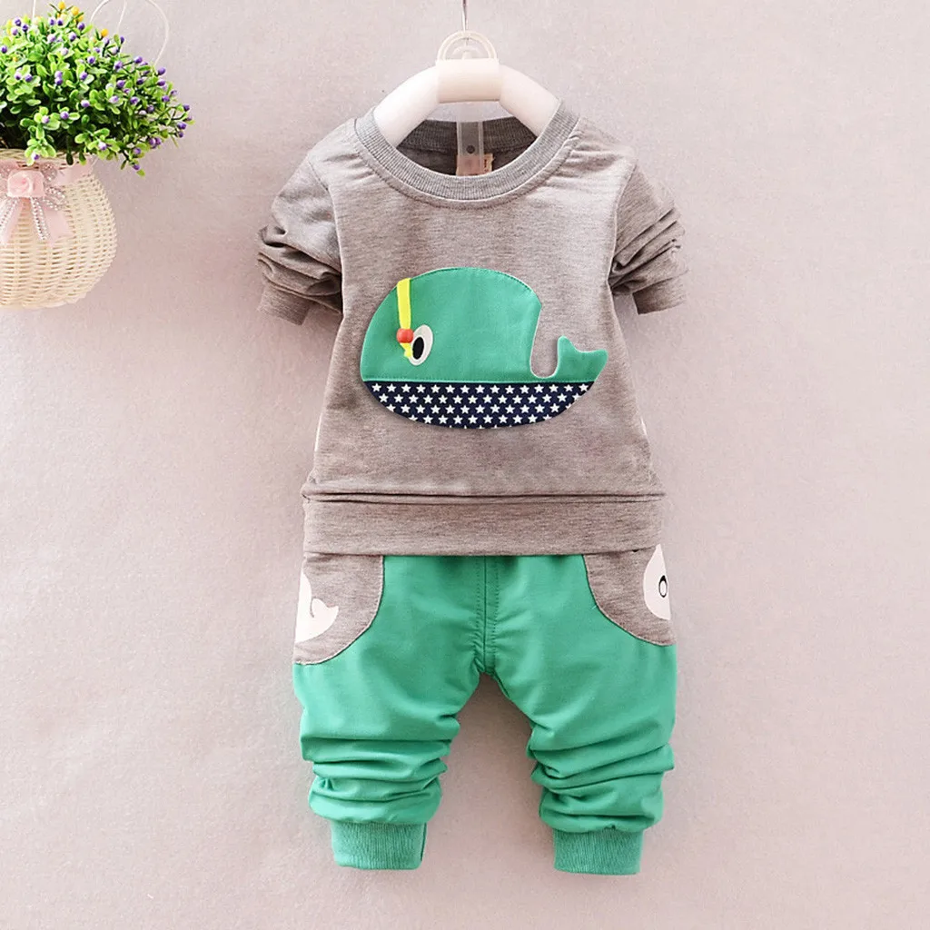 Весенне-осенние детские комплекты одежды для мальчиков и девочек Детские Топы +