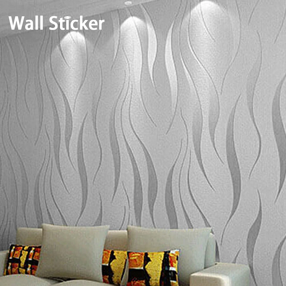 

TV Background Modern Dustproof Wall Sticker 3D Wave Stripe Embossed Waterproof Covering Home Decor Fashion Non-woven Bedroom