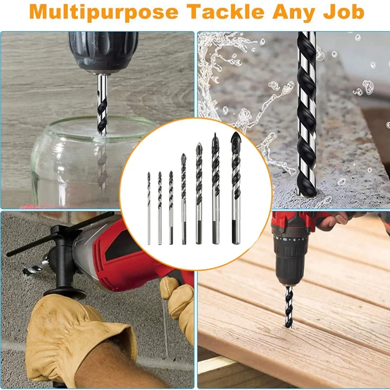 

7Pcs/Set Multi-Material Drill Bit Set for Tile Concrete Brick Gl Plastic and Wood (3/4/5/6/8/10/12mm)