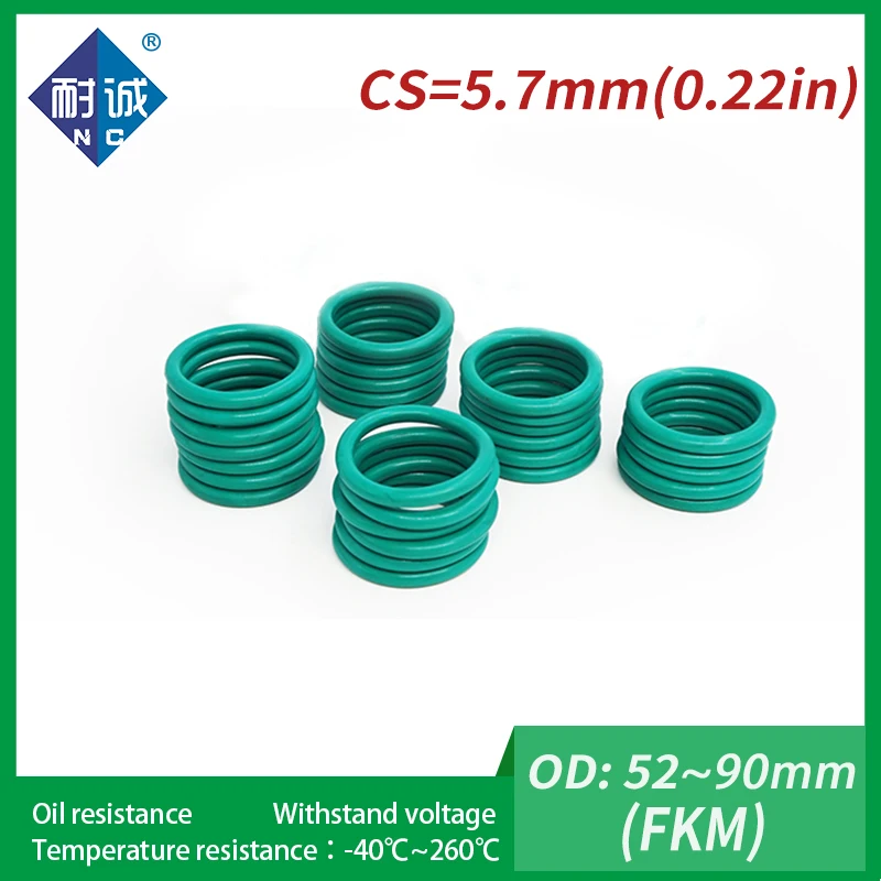 1 шт./лот резиновое кольцо зеленый FKM уплотнительное уплотнения Толщина 5 7 мм