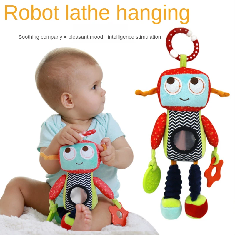 

34cm Baby Stroller Plush Doll Bed Pendant Teether Robot Rattle Baby Crib Mobile Baby Boy Toys Interactive Toys Baby Toy Pendant